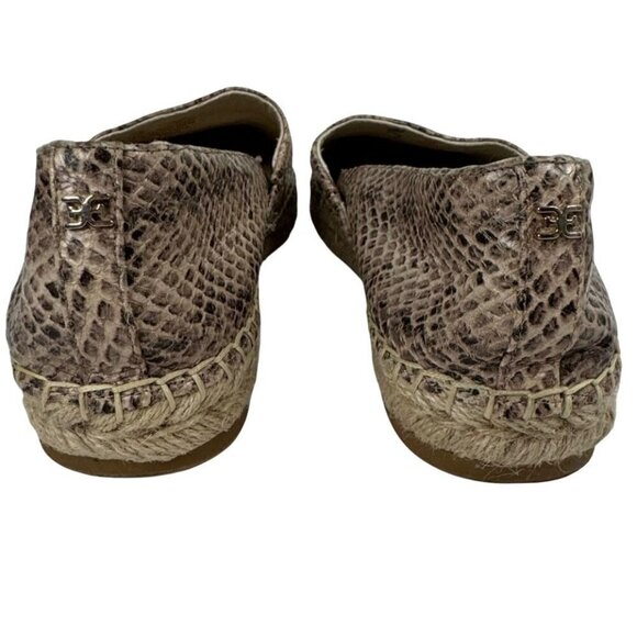 Sam Edelman 7M Kesia Leather Espadrille Loafer Snakeskin Pink Beige Slip On EUC - Picture 7 of 11